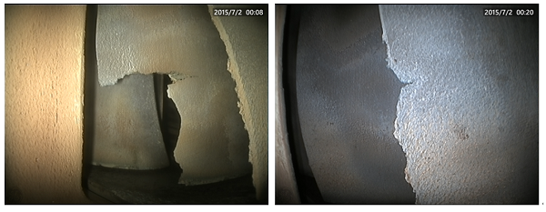 工業內窺鏡檢測出的葉片缺損缺陷 工業內窺鏡檢測出的葉片缺損缺陷