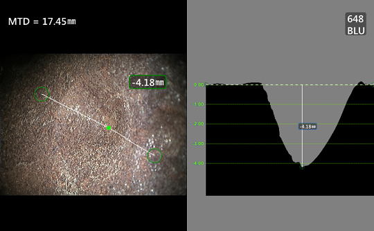 工業(yè)內(nèi)窺鏡檢測(cè)并測(cè)量凹坑缺陷 工業(yè)內(nèi)窺鏡檢測(cè)并測(cè)量凹坑缺陷