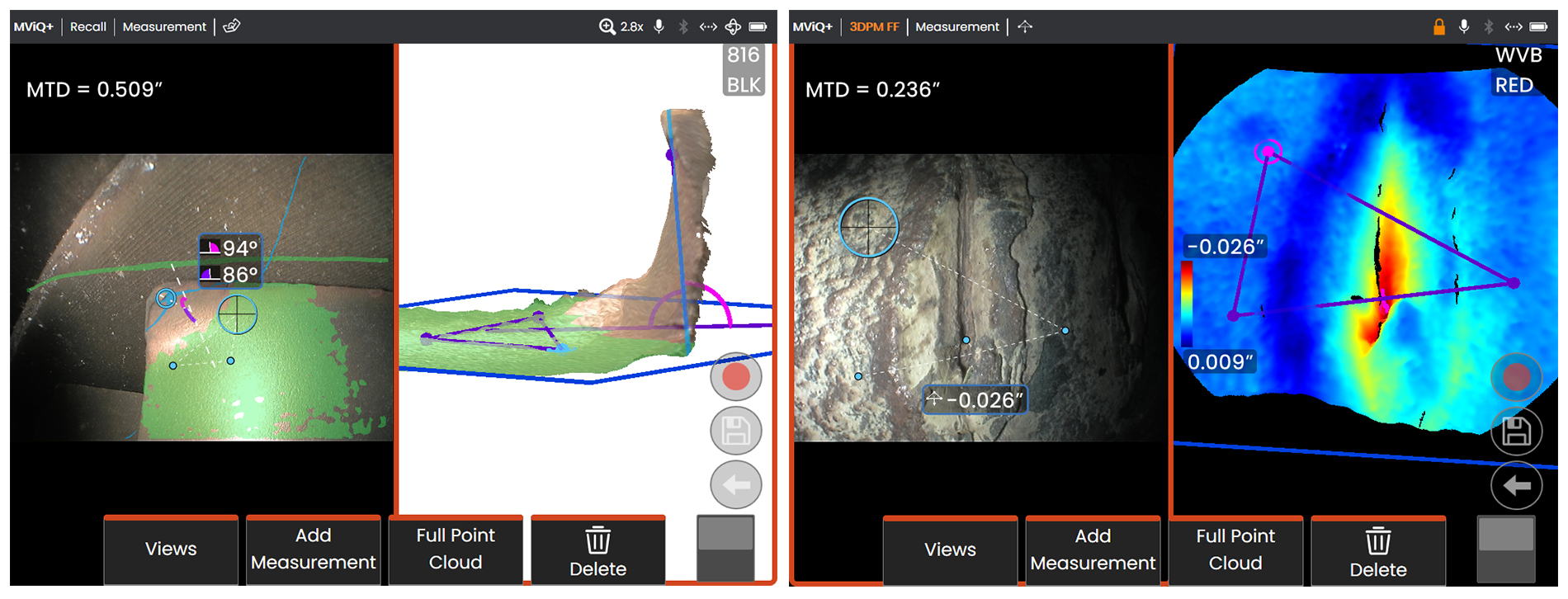 葉片前緣彎曲角度測(cè)量及缺陷深度測(cè)量 葉片前緣彎曲角度測(cè)量及缺陷深度測(cè)量